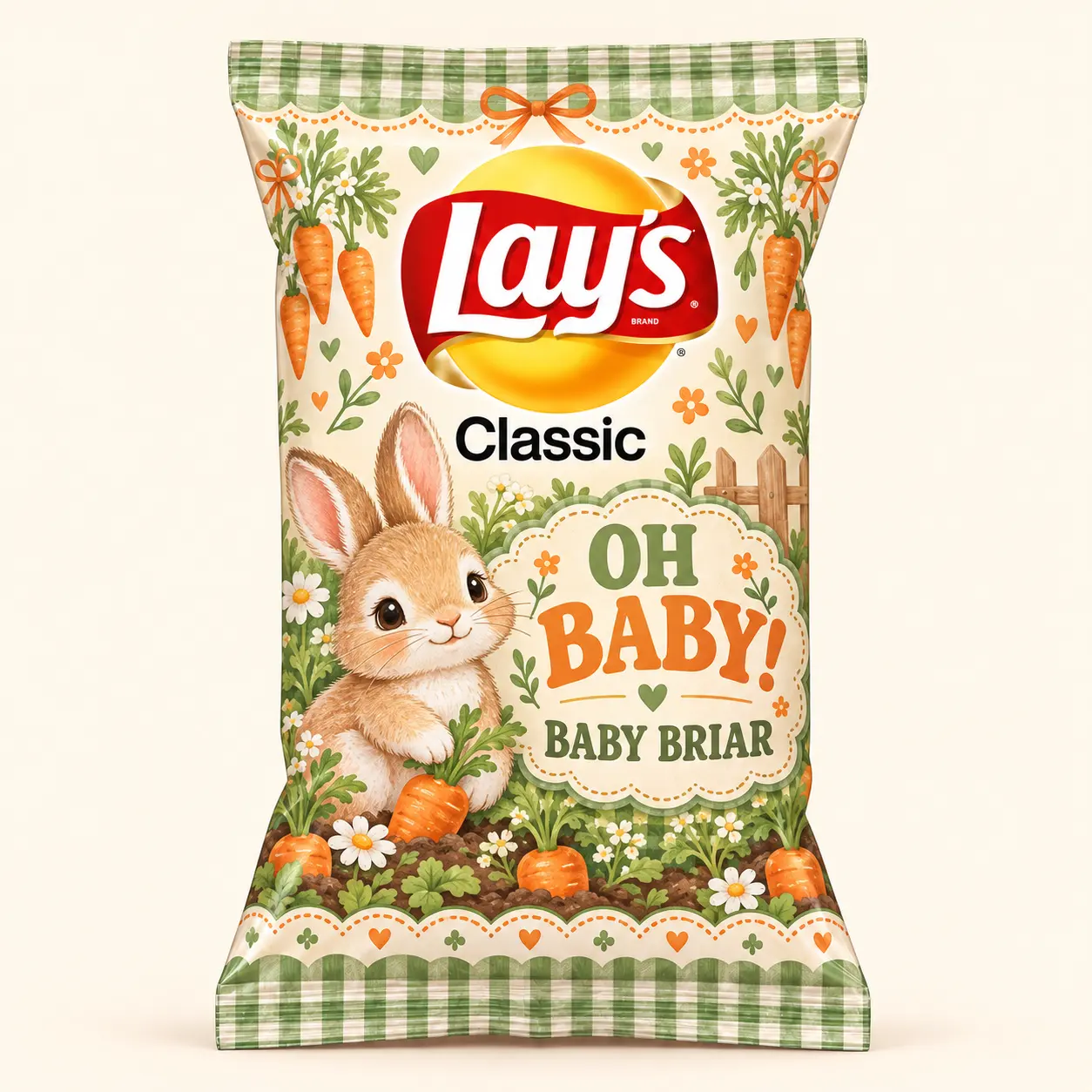 Bunny garden baby shower Lay’s bag