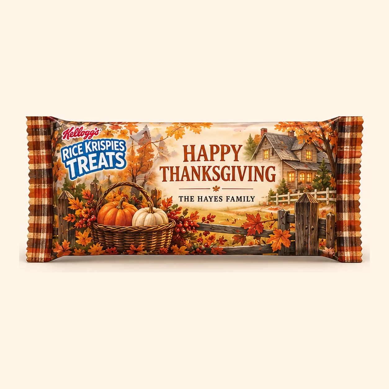 Cozy harvest Thanksgiving Rice Krispies treat