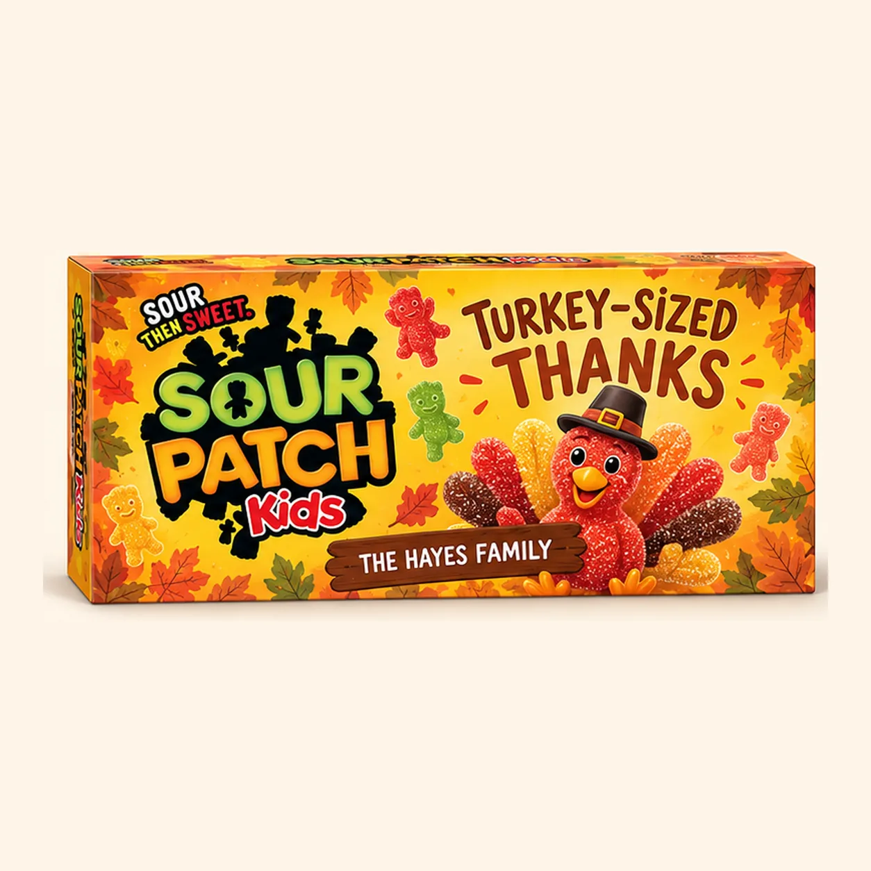 Turkey thanks Thanksgiving Sour Patch Kids box