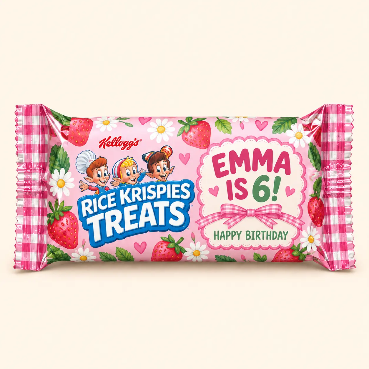 Strawberry birthday Rice Krispies treat