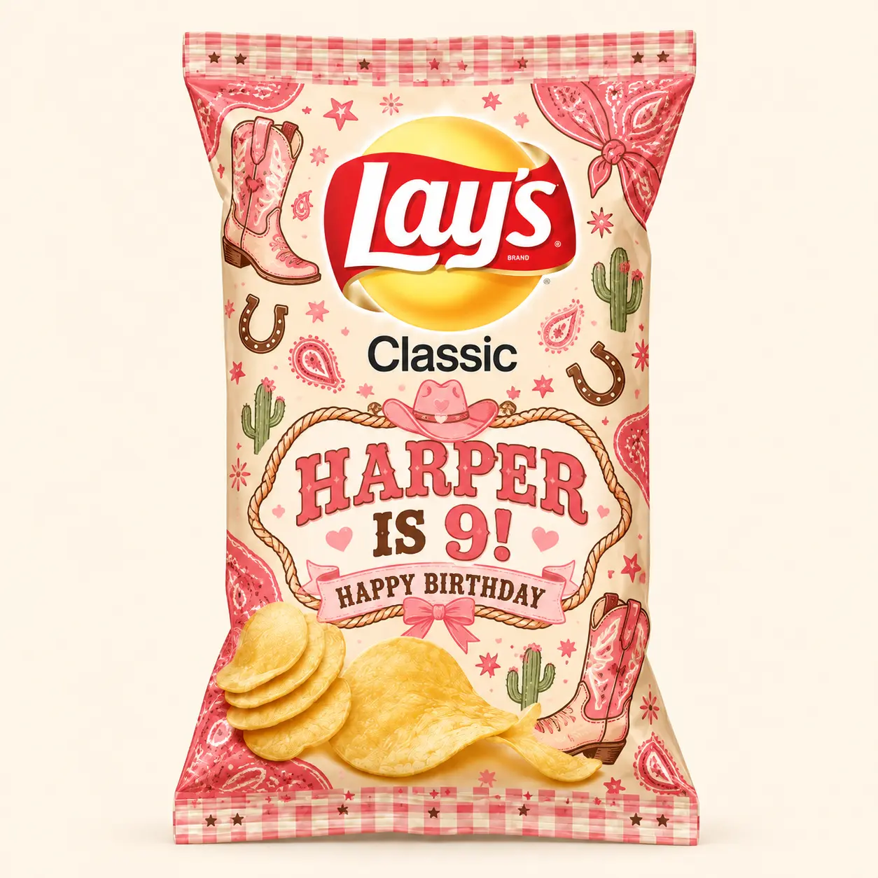 Cowgirl birthday Lay’s bag