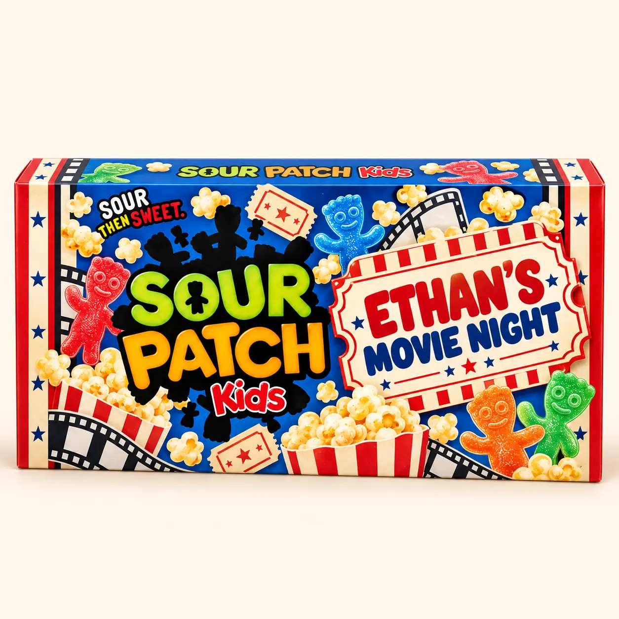 Ethan movie night Sour Patch Kids box