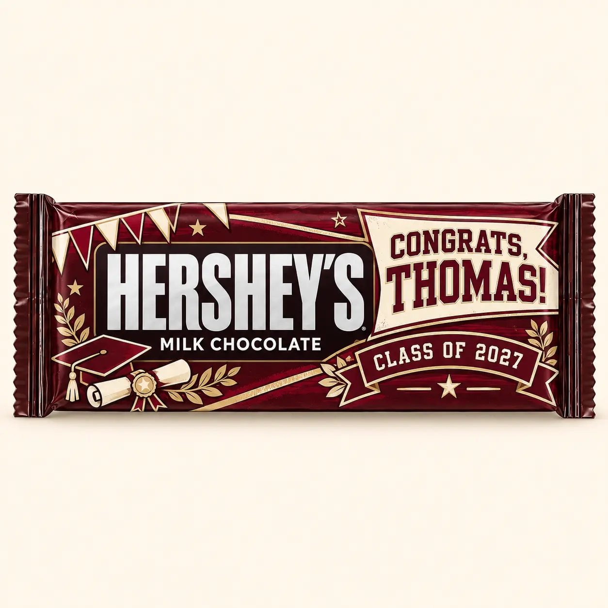 Collegiate graduation Hershey’s bar