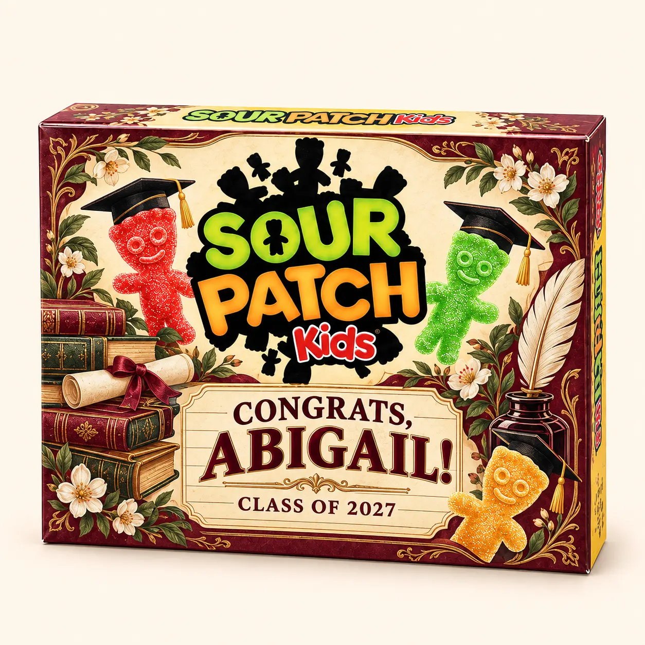 Literary graduation Sour Patch Kids box
