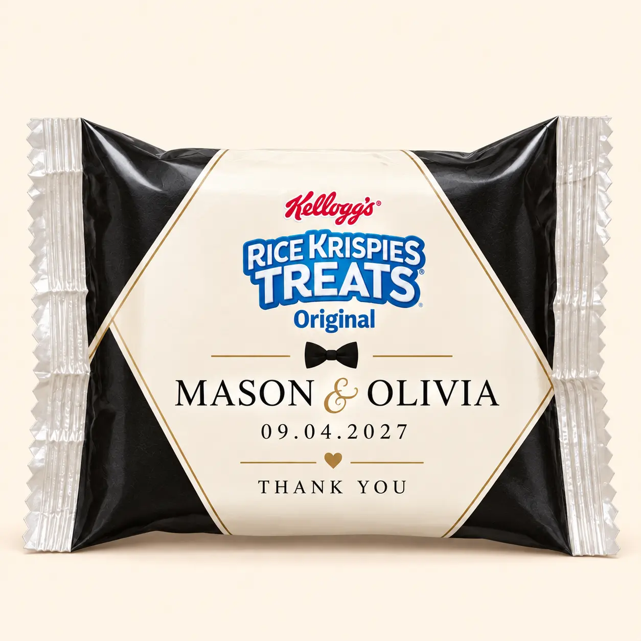 Black tie wedding Rice Krispies treat