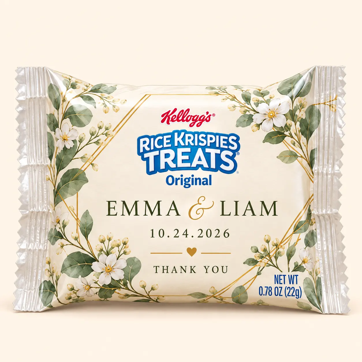 Sample wedding Rice Krispies treat